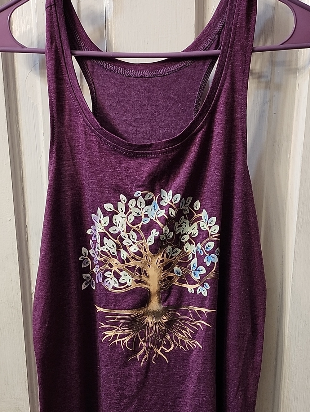Purple Tree-Print Racerback Tank Top